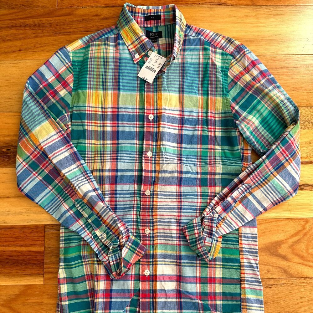 J.Crew Mens Casual Summer Plaid Button Down XS